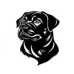 Fototapeta premium Majestic Rottweiler: A minimalist black and white portrait. Strong, loyal, and elegant.
