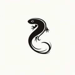 Fototapeta premium Elegant Black Salamander: Minimalist Design, Perfect for Logos or Art.