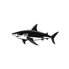 Obraz premium Sleek Black Shark: Minimalist Logo Design. A powerful, fierce aquatic predator.