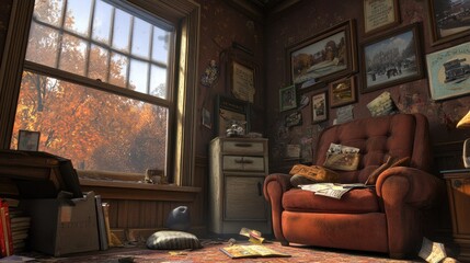 Autumn Sunlight Illuminates a Cozy Room Filled With Memories