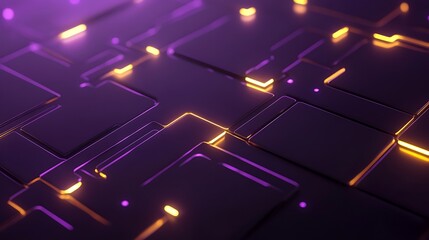 Purple and yellow geometric pattern depicting technological advanced surface