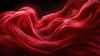Obraz premium Red fabric flowing, dark background, elegant design