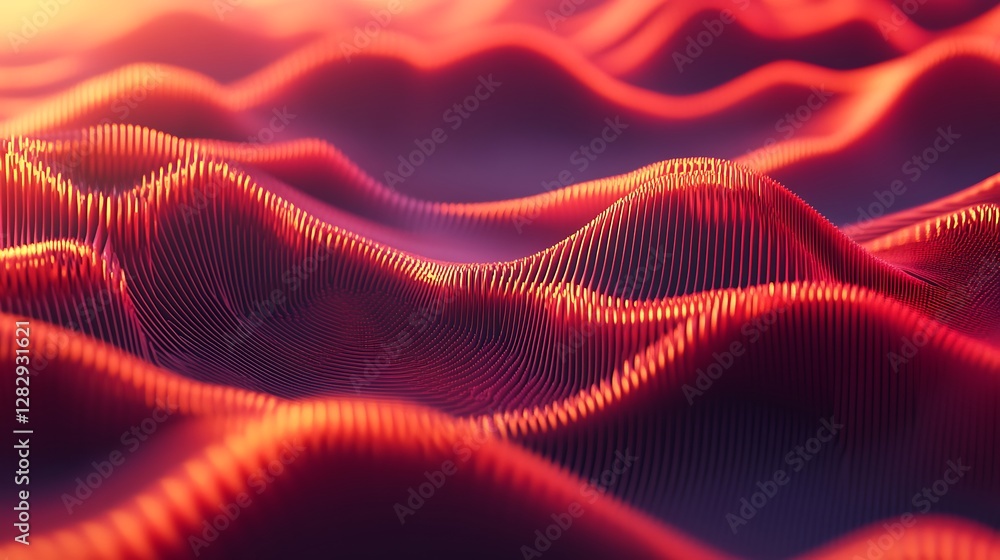 Poster abstract wavy red lines in motion creating visual dimensions