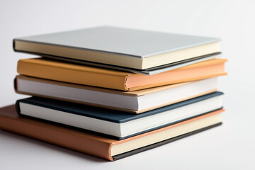 Stack of Knowledge: A neat stack of assorted books presents an inviting scene of literary exploration, featuring a range of colors and textures.