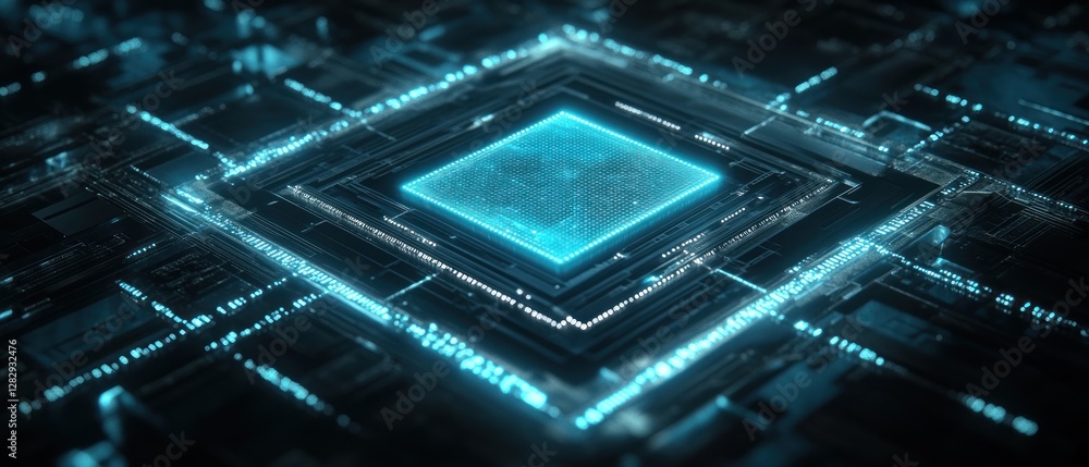 Aufkleber futuristic circuit board with glowing processor elements