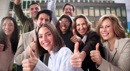 Successful Multiracial Business Team Celebrates Together