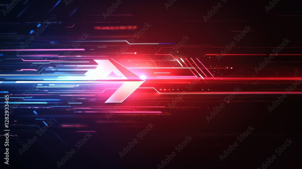 Poster dynamic abstract background with vibrant blue and red light streaks, creating a sense of speed and t
