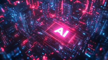 Obraz premium Digital art with abstract shapes and neon colors, 