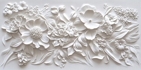 stunning white floral relief art for elegant decor