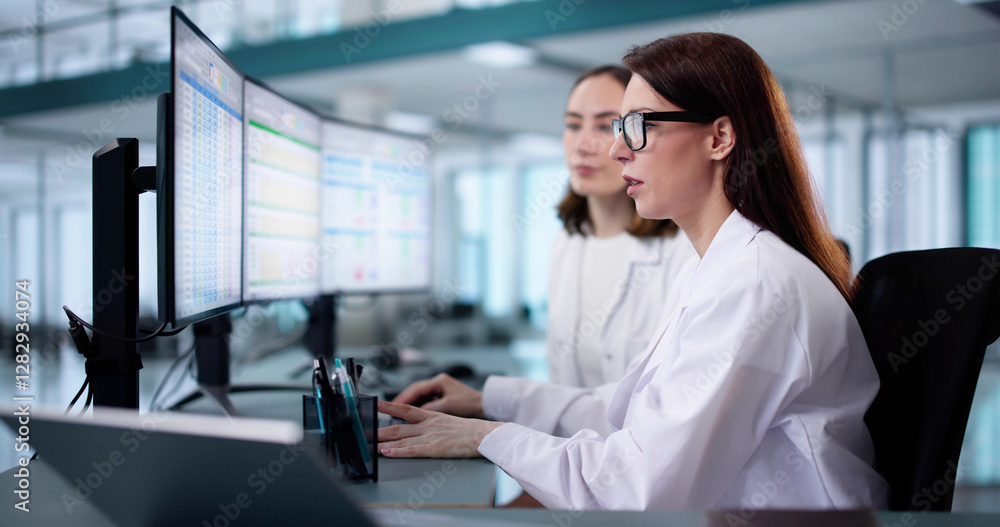 Poster young female medical coder maintaining billing spreadsheets