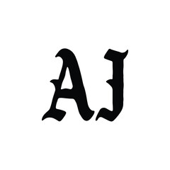 AJ monogram logo design letter text name symbol monochrome logotype alphabet character simple logo