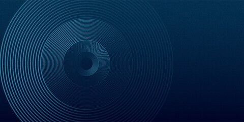 Abstract blue glowing geometric lines on dark blue background. Modern shiny blue circle lines pattern. Futuristic technology concept. Suit for cover, poster,
