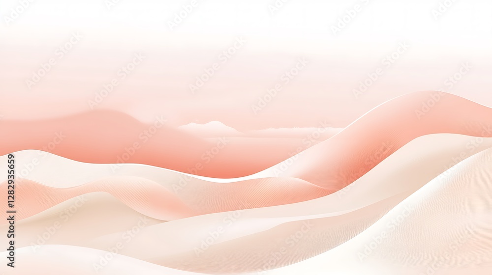 Poster this image shows abstract desert waves and mountains in peach color