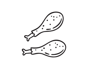Chicken legs doodle hand drawn icon, cooking nutrient. Protein food. Sketch line clipart. Chicken legs isolated