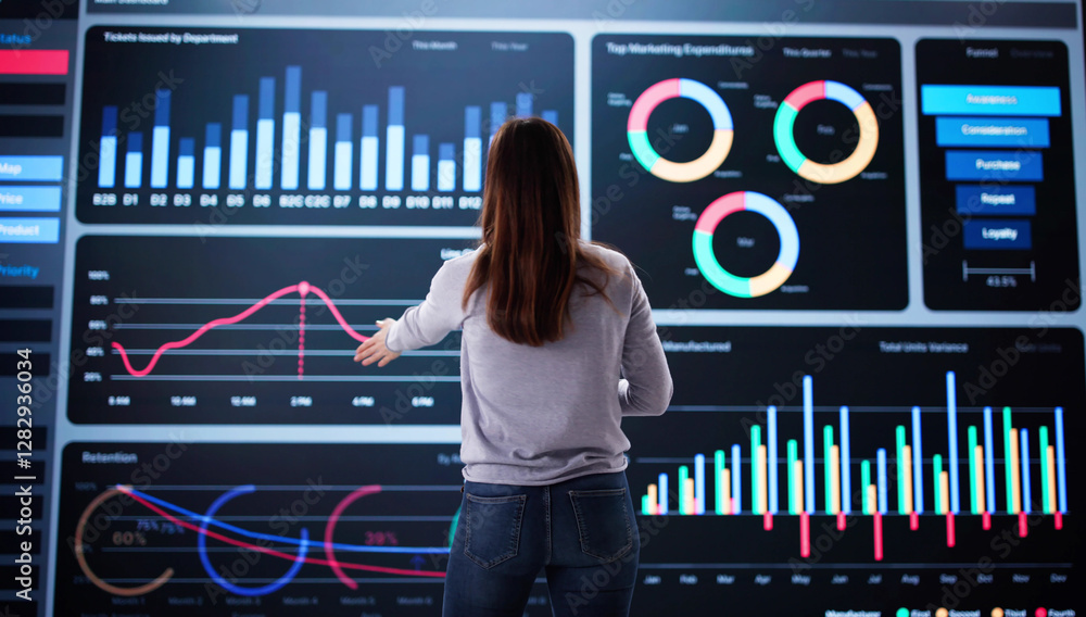 Aufkleber Analyzing big data on artificial intelligence dashboard
