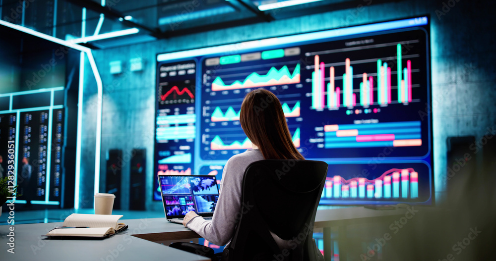 Aufkleber analyzing market trends on a business analytics dashboard