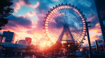 Sunset Ferris Wheel City Stroll