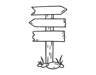 road signpost doodle hand drawn icon. Outline drawing road signpost line clipart symbol