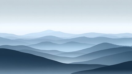 Obraz premium Overlapping mountains in blue tones create a calming landscape scene