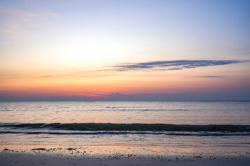 Sunset view at the sea at Kaeng Krachan National Park, Prachuap Khiri Khan Province, Thailand.
