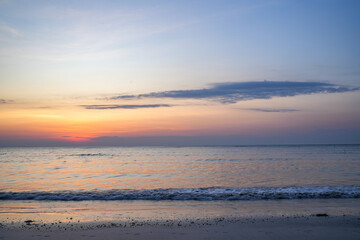Fototapeta premium Sunset view at the sea at Kaeng Krachan National Park, Prachuap Khiri Khan Province, Thailand.