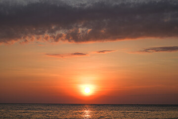 Sunset view at the sea at Kaeng Krachan National Park, Prachuap Khiri Khan Province, Thailand.