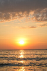Sunset view at the sea at Kaeng Krachan National Park, Prachuap Khiri Khan Province, Thailand.