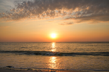 Sunset view at the sea at Kaeng Krachan National Park, Prachuap Khiri Khan Province, Thailand.