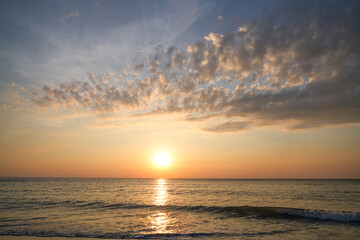 Sunset view at the sea at Kaeng Krachan National Park, Prachuap Khiri Khan Province, Thailand.