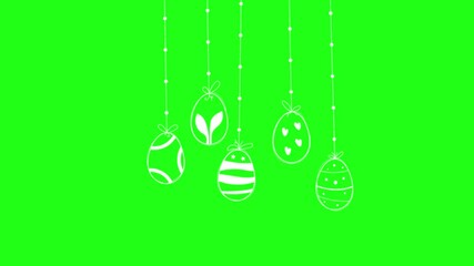 hanging easter eggs animation vector animation on green screen, easter celebration element.