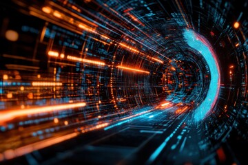 Fototapeta premium Abstract tunnel of light and motion with vibrant colors