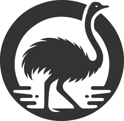Ostrich arching its neck backward animal vector silhouette