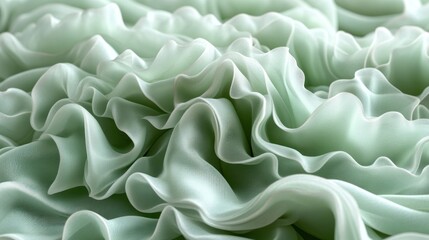 Obraz premium Sage-green fabric drapes, textured close-up, studio