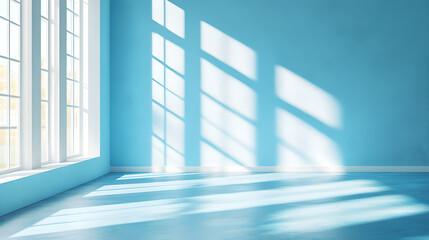 Obraz premium Light-Filled Blue Room with Sunlight Shadows