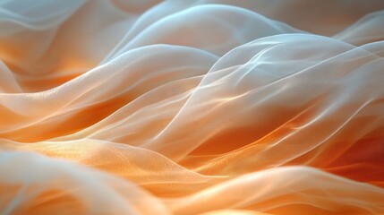 Fototapeta premium Sheer fabric waves, sunset backdrop, design texture