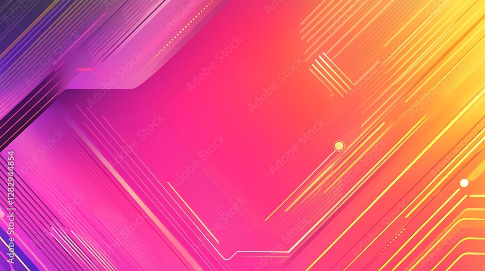 Poster geometric lines and gradient colors create a digital composition