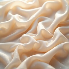 Obraz premium Gold beige pearl wave fabric silk. Abstract texture horizontal copy space background.