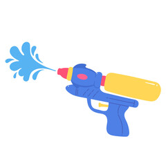Colorful hand drawn Watergun with water splash Thai Songkran festival illustration