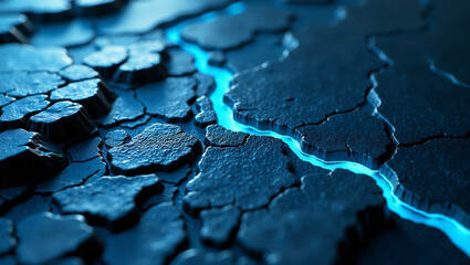 Obraz premium Cosmic Enigma: Bioluminescent Alien Lithic Surface