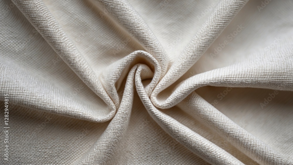 Poster close-up of wrinkled beige fabric texture displaying fine weave pattern and soft folds in natural li