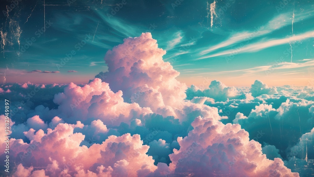 Poster colorful clouds in a partly cloudy sky creating a soft and dreamy atmosphere with varying shades of 
