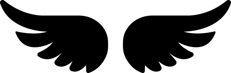 wings icon.Fly illustration sign collection.Simple wings vector icons for web design on white background.Black wing icons.wings is ideal for logo, emblem, badge design.