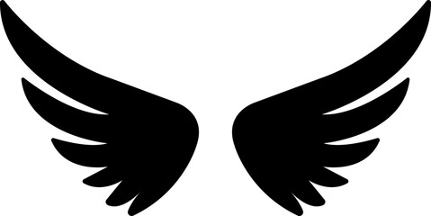 wings icon.Fly illustration sign collection.Simple wings vector icons for web design on white background.Black wing icons.wings is ideal for logo, emblem, badge design.