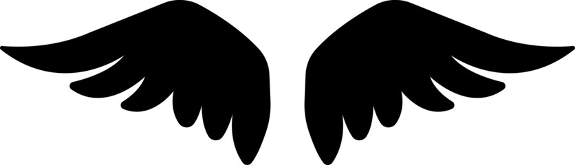 wings icon.Fly illustration sign collection.Simple wings vector icons for web design on white background.Black wing icons.wings is ideal for logo, emblem, badge design.