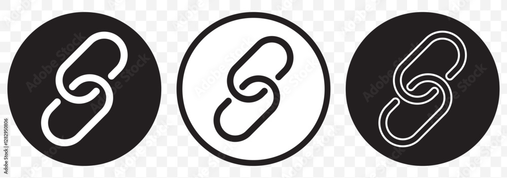 Poster internet url or webpage url link icons set. chain thick line icon, outline vector sign, linear simpl