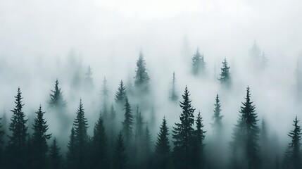 The misty forest creates a beautiful atmospheric and moody scene