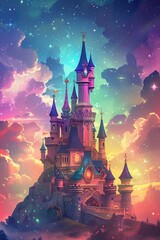 royal castle kingdom background with natural and colorful scenery and beautiful cloud Generate AI