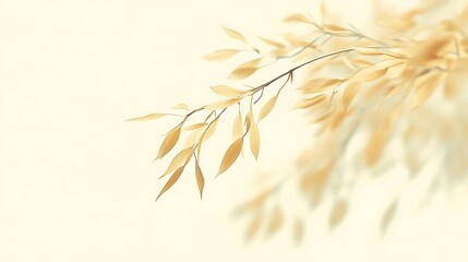 A golden branch of delicate plants with small long leaves