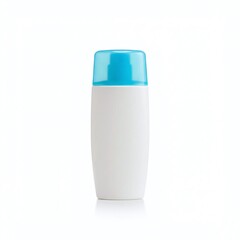 Compact White Bottle with Blue Cap: Ideal for Travel-Size Skincare or Cosmetic Products