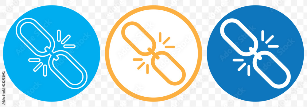 Poster set of black chain link icons in different styles, representing connection, hyperlinks, and attachme
